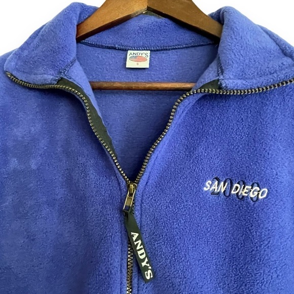 Vintage Fleece Vest San Diego 2000 Andy's Full Zip Blue Small - Picture 4 of 12